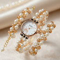 White & Gold Pearl Watch Set