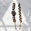Black & Gold Pearl Watch Set
